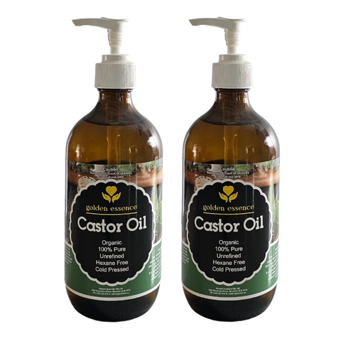1L Organic Castor Oil - Amber Glass Pumps (Vintage Label)