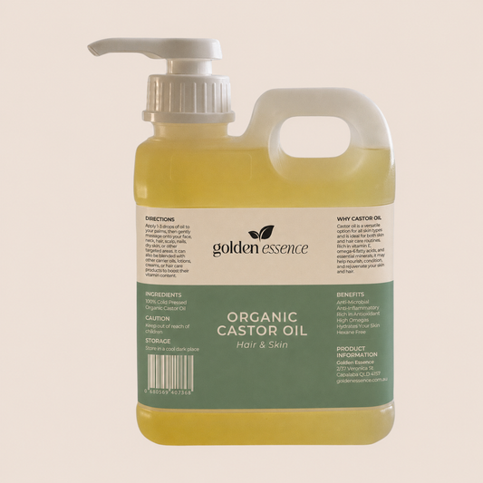 1L Organic Castor Oil - Food-Grade HDPE Pump (Vintage Packaging)