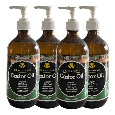 2L Organic Castor Oil - Amber Glass Pumps (Vintage Label)