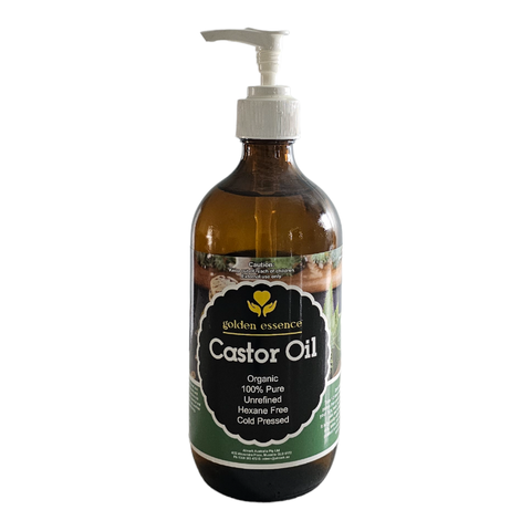 500ml Organic Castor Oil - Amber Glass Pump (Vintage Label)